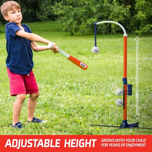 Ninja Blast Tee Ball Set for Kids - 4 Year Old Boy Birthday Gift Baseball Batting Tee- T Ball Set for Toddlers 3-5 4-6 - Toys for Ages 3 4 5 6 Year Old Boy - Toddler Outdoor Toys, Baseball Tee