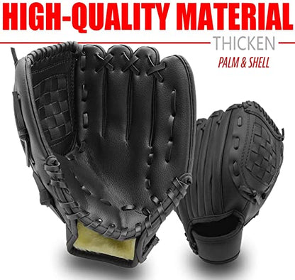 Baseball Glove,Baseball Softball Mitt with Ball for Kids Youth Adults Training and Beginner,Right Hand Throw,Left Hand Glove - color: Black, size: 10.5"