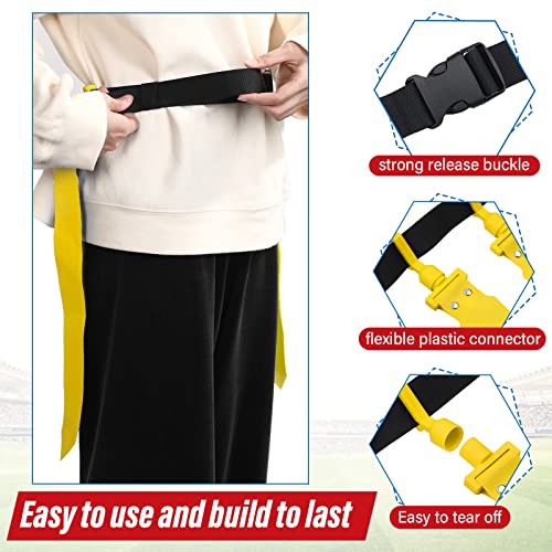Wettarn 10/16 Player Flag Football Belts Adjustable Flag Football Set with Cones Bag for Youth Adults Kids Training Sport - color: Red, Yellow