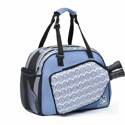 Boulder Bee Pickleball Bags, Premium Pickleball Tote Bag for Girls, Women’s Hand/Shoulder Gym Bag w Water Bottle Holder, with Pickleball Racquet/Paddle Holder - color: Blue Circle