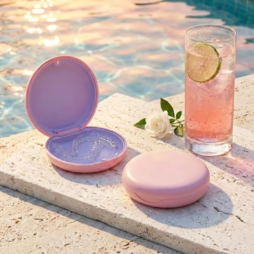2 Pack Retainer Case, Compatible with Invisalign, Slim Aligner Case with Removal Tool, Aligner Seaters & Brush, Pocket Size Secure Magnetic Closure for Travel - Pink & Lavender - color: 2 Pack - Pink & Lavender