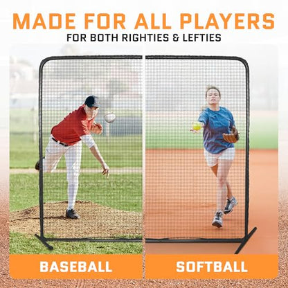 ACELETIQS Baseball Pitching Net & i-Screen (Compact & XL Sizes) Softball Baseball Pitcher Protector for Batting Cages and Fields | Heavy Duty Net for Back Drive, Line Protection - Multi-Purpose Use - size: 7x7 Feet