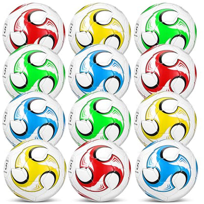 Lenwen 12 Pcs Soccer Balls with Pump Bulk Official Size 5 4 3 Kids Teens Adult Indoor Outdoor Sports Soccer Gift for Play Training Gift Party Back to School - size: Size 5, style: Vibrant Style