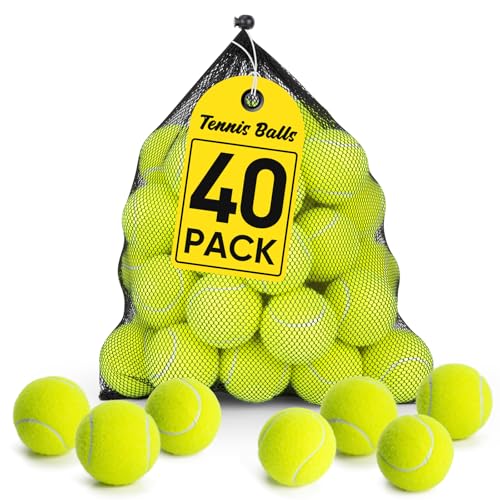 Treeroot 16/30/40/60 Pcs Tennis Balls, High Elasticity Tennis Balls Bulk, Comes with a Portable Mesh Bag, Tennis Ball for Dogs, Suitable for Beginner Training Ball, Durable & Bounce