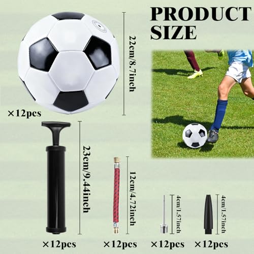12 Set Christmas Operation Soccer Ball Bulk with Pump Needles, Size 5 Sport Soccer Ball Training Ball for Adults Soccer Christmas Charity Donation Supplies Game Play Gifts