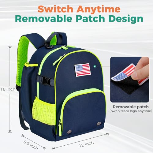 Choco Mocha TBall Bag for Toddler, Kids Baseball & Softball Backpack with Bat Holder - color: Dark Blue