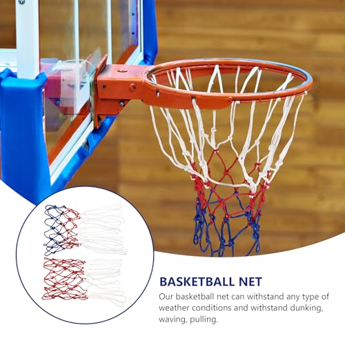 TOYANDONA 2pcs Professional Basketball Net Polyester Mesh Replacement Outdoor Basketball Rim Net Tricolor Sturdy 3.0mm Thick for Sports Court Use