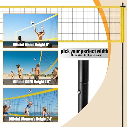Portable Volleyball Set for Backyard Outdoor - Professional Volleyball Net with Poles, Includes Volleyball, Hammer, Boundary Lines & Carry Bag for Easy Setup