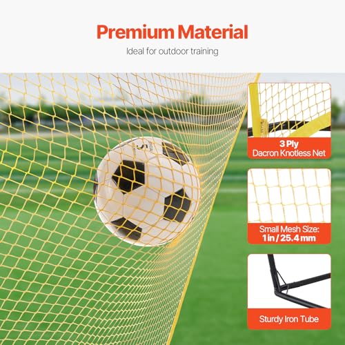 VEVOR Soccer Trainer，Portable Soccer Rebounder Net, Iron Soccer Practice Equipment, Sports Football Rebounder Wall with Portable Bag, Perfect for Team Solo Training, Passing, Volley - size: 7x7ft