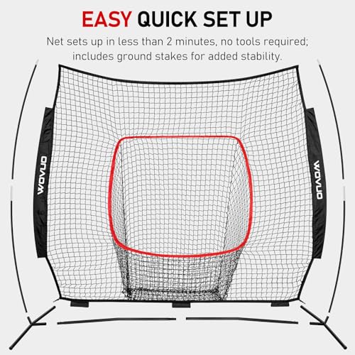 7x7 ft Baseball Net for Batting Pitching Hitting, Softball Pitching Net with Strike Zone, Tee, Ball Caddy, Softball Batting Net Baseball Training Equipment for Kids Adult Youth Sport Practice - color: Black