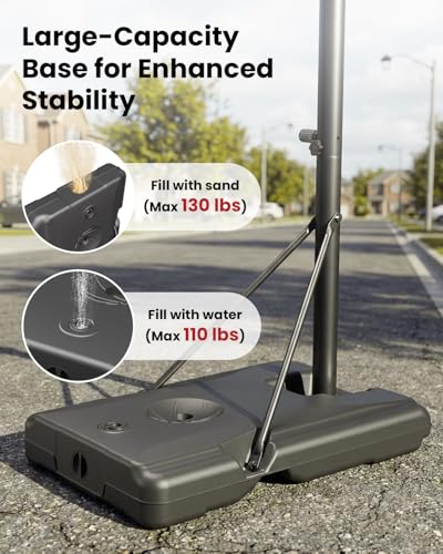 IGL Portable Basketball Hoop, 5.6-10FT Adjustable Basketball Goal System, 40/44 Inch Outdoor Basketball Hoop & Goals for Kids, Youth, and Adults in The Backyard, Driveway with PC Backboard - color: Gloss Black