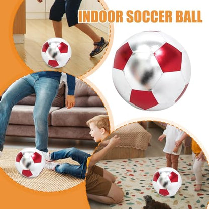 Inflatable Soft Football, Simulation Soccer Ball, 9.84 Inches Beach Toy with Leakproof, Elastic PVC Spheres, Indoor Play Toy with Bounce Design, Blow Up Football for Outdoor Use - color: Cloth Red
