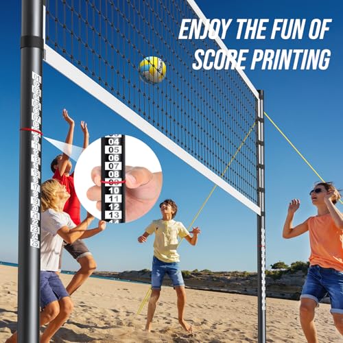 Outdoor Volleyball Net Set for Backyard & Beach, 32FT Regulation Size, Easy Setup Adjustable Height Poles, Portable Net System with PU Volleyball, Pump & Carry Bag