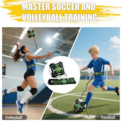 Soccer Trainer, Football Solo Practice Training Equipment Soccer Kick Juggling Trainer Improve Ball Control, Passing and Shooting Skills for Kids Adults Soccers Gear - color: Green