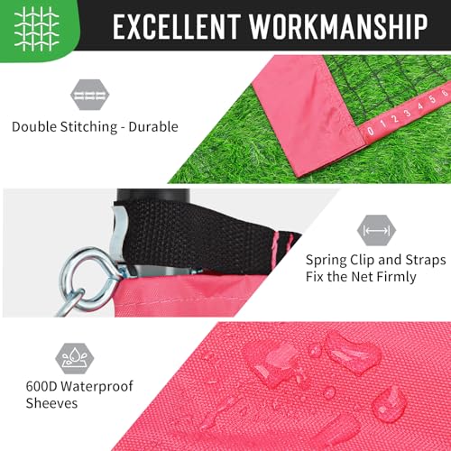 Outdoor Baminton Net Set for Backyard, Beach, Family Games with 20 * 3ft Anti-sag Net, 4 Aluminum Badminton Rackets, 3 Shuttlecocks, Carring Bag - Easy Set Up & Portable - color: Pink