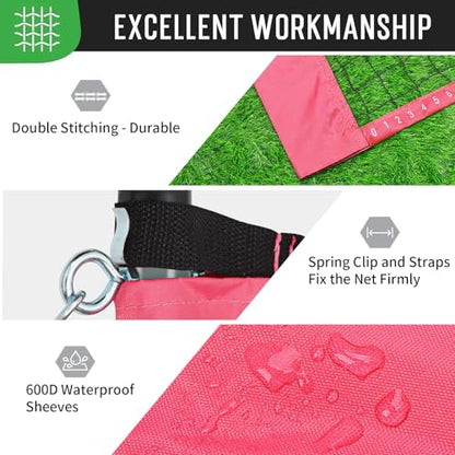 Outdoor Baminton Net Set for Backyard, Beach, Family Games with 20 * 3ft Anti-sag Net, 4 Aluminum Badminton Rackets, 3 Shuttlecocks, Carring Bag - Easy Set Up & Portable - color: Pink