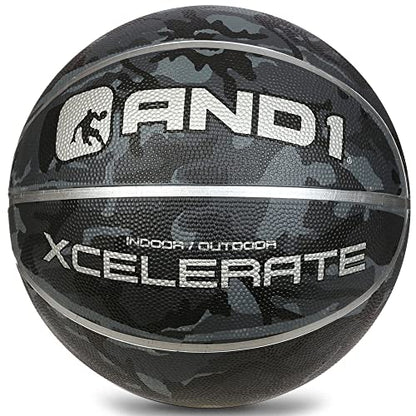 AND1 Xcelerate Rubber Basketball: Official Regulation Streetball, Made for Indoor/Outdoor Games - color: Black Camo, style: Basketball