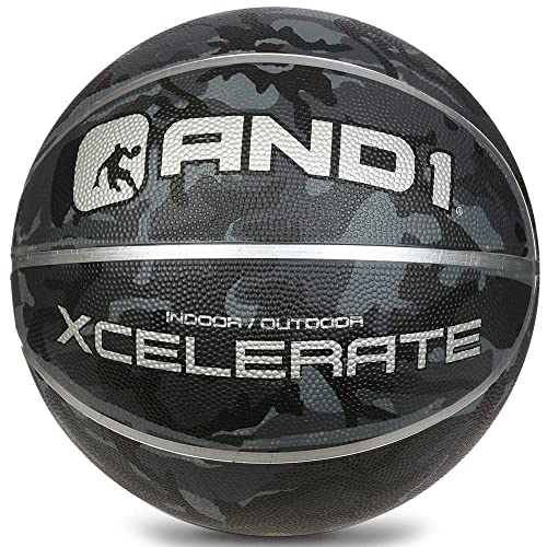 AND1 Xcelerate Rubber Basketball: Official Regulation Streetball, Made for Indoor/Outdoor Games - color: Black Camo, style: Basketball