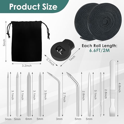 Coitak Baseball Glove Lace Kit, Baseball Glove Repair Lacing Kit Include 2 Leather Laces 78.74 inch 10 Lace Locks 9 Glove Lacing Needles with Needle Bag