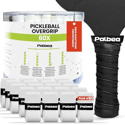 Pickleball OverGrip Tape - Pack of 3/6/12/22/60 - Extra Tacky White Pickleball Grip Tape - High Sweat Absorption & Non-Slip Soft Touch. Accessories Designed to Enhance Your Pickleball Paddle Grip Tape - style: 60-Pack White