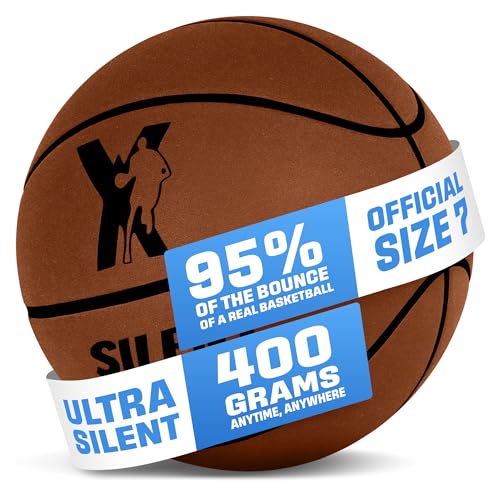 YGA Silent Basketball Size 7 (29.5"): Grooved Airless Indoor Basketball with Upgraded 95% Bounce - Ultra Quiet Basketball for Dribbling Indoor - Soft Foam Basketball with Realistic Grip & Deep Grooves - color: Dark Brown, size: Vacuum Sealed