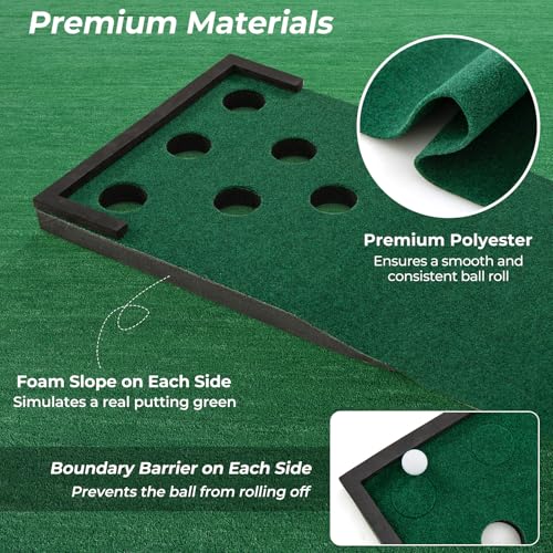Tangkula 11 FT Golf Putting Game Set, Indoor Outdoor Putting Green Mat with 2 Adjustable Putters, 6 Balls & 12 Holes for Party, Backyard, Home & Office, Golf Practice Training Mat
