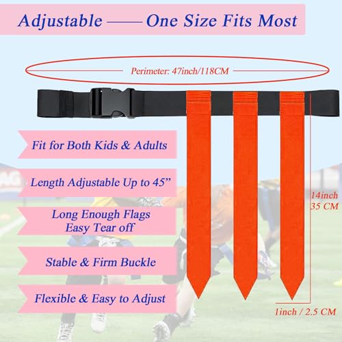 16 Sets Flag Football Belts, Adjustable Flag Football Set, Flag Football Flags Training Set Include Cones - color: 16 Sets Flag Football Belts