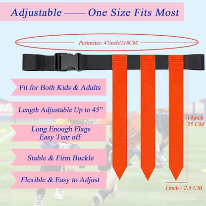 16 Sets Flag Football Belts, Adjustable Flag Football Set, Flag Football Flags Training Set Include Cones - color: 16 Sets Flag Football Belts
