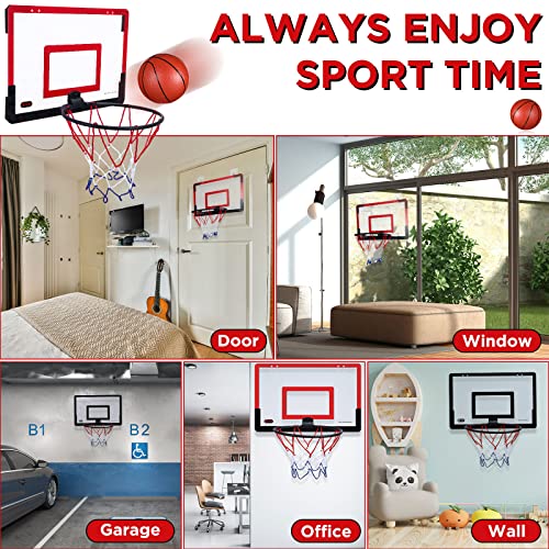Sosation 2 Pcs Mini Basketball Hoop with 4 Basketball, Sticky Hook, Pump, Indoor No Drilling Basket Ball Hoop Decompress Game for Kid Adult Back to School Gift - style: Classic Style