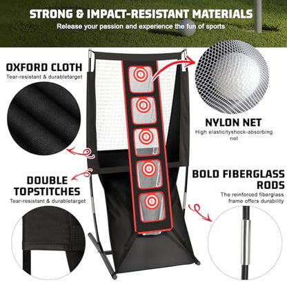 Storgem Golf Net, Golf Chipping Net,Target Training Chip Aids for Precision & Distance,with 5 Distinct Target Heights Challenge and Automatic Ball Return,Improve Your Short Game