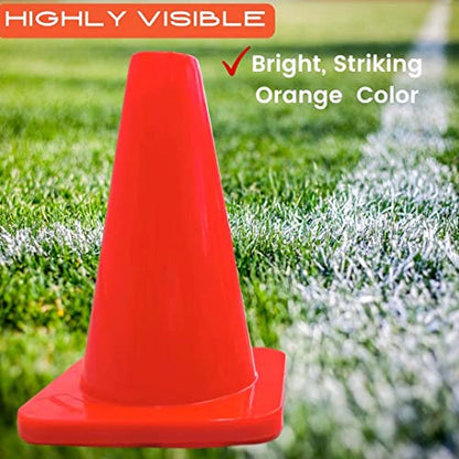 Versatyle Heavy Duty Agility Training Cones (2 in, 6 in, 9 in, 12 in, 28 in) for Sports, Kids Coaching, Multipurpose Field Marker Cones, Soccer, Basketball Drills, Bike, Motorcycle, Traffic Training