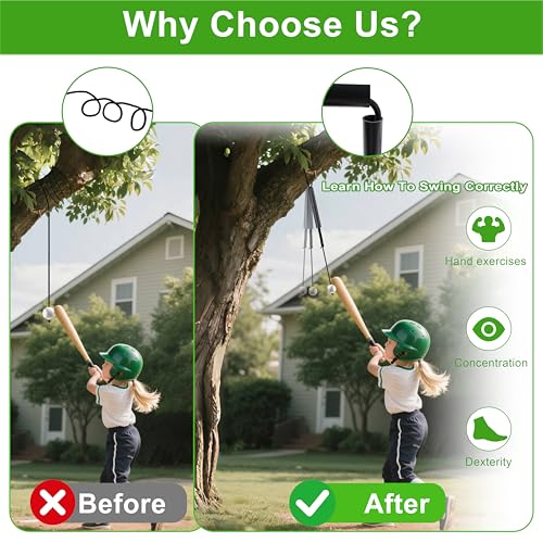 Baseball Sewing Trainer, Rope Bat Swing Trainer, Softball Training Equipment Hitting, Enhance Hitting Skills with Combined Tee and Front Toss for Easy Drills, Improving Batting Precision