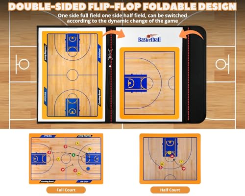 Magnetic Basketball Coaching Board Coaches Clipboard Tactical Board Kit with Dry Erase Surface, Portable Strategy Coach Board