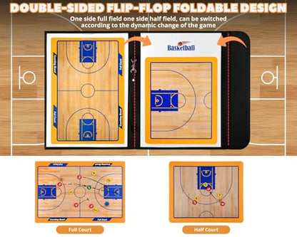 Magnetic Basketball Coaching Board Coaches Clipboard Tactical Board Kit with Dry Erase Surface, Portable Strategy Coach Board