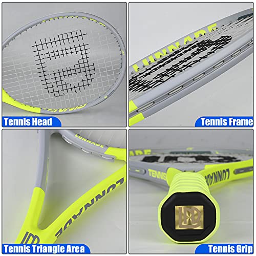 Adults Tennis Racket 27 Inch, Shockproof Carbon Fiber Tennis Racquet Light-Weight, Pre-Strung and Regrip, Suitable for Beginners to Intermediate Players