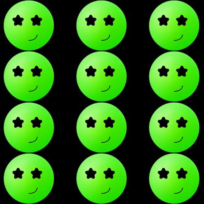 Soulchen 40mm Glow in The Dark Table Tennis Balls Bulk, Carnival Game Night, Neon Birthday Party Favors, Classroom Rewards, Goodie Bag Filler, Pet Playmate - color: Glow in the Dark Green, size: Twinkle Smile