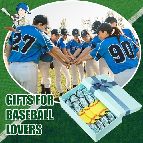 CroBlissful 6 Pcs Bag Hook for Fence Baseball Football Basketball Tennis Team Gifts Bag Clip Sports Backpack Buckle with Acrylic Board for Bat Water Bottle Player Lover Gifts - color: Softball