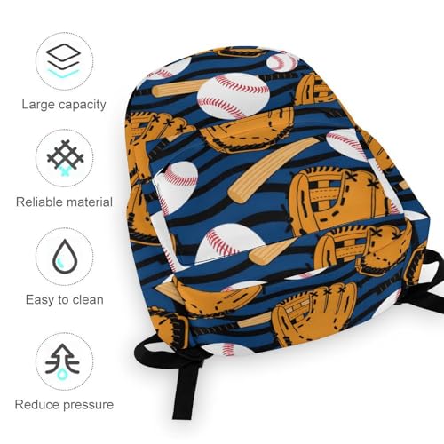 Baseball Glove Bat Ball Travel Backpack Lightweight with Multi Compartment Laptop Bagpack for Women Men Hiking Work
