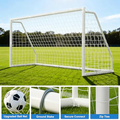 MOPHOTO Soccer Goal for Backyard, 6x4ft/8X6ft/10X6.5ft/12X6ft PVC Soccer Goal with Training Cones & Target Net, Lightweight Soccer Practice Net for Teens - size: 12x6ft, style: Foldable