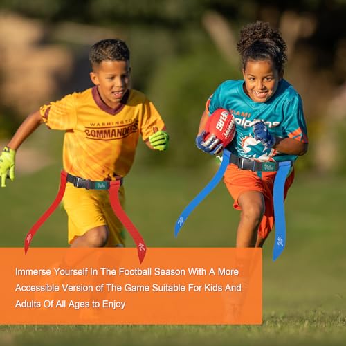 Flag Football Set, 42 Football Flags Belts with 14Player Adjustable Flag Football for Kids