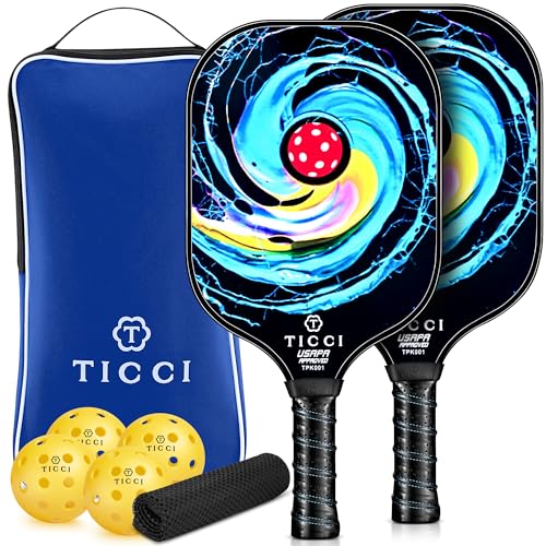 Pickleball Paddles Set of 2, USAPA Approved Fiberglass Pickleball Set with 4 Balls & Carry Bag, Lightweight Rackets for Beginners & Adults - color: Gorgeous Kit