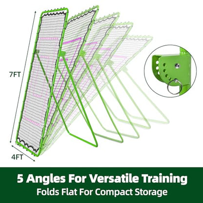 Volleyball Rebounder Net 7x4 FT, Adjustable Volleyball Training Equipment for Backyard Outdoor Solo Practice, Heavy-Duty 45-Layer Net with Ground Stakes & Target Belt