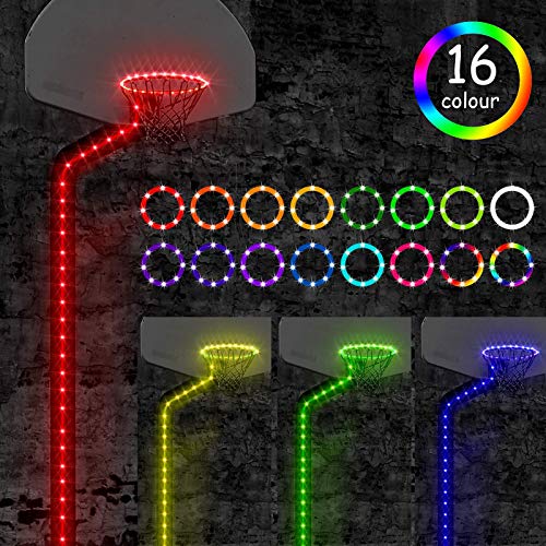 Waybelive LED Basketball Hoop Lights, Remote Control Basketball Rim LED Light, 16 Color Change by Yourself, Waterproof, Super Bright to Play at Night Outdoors, Good Gift for Kids - style: LED Basketball Rim&Pole Light