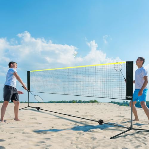VEVOR Badminton Net, Height Adjustable Volleyball Net, Wide Foldable Pickleball Net, Portable Easy Setup Tennis Net Set with Poles, Stand and Carry Bag, for Kids Backyard Game Indoor Outdoor Use - size: 10ft