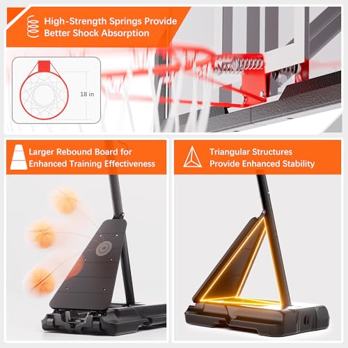 Feelwin Portable Basketball Hoop for Backyard Driveway Games, Adjustable Outdoor Basketball Goal with Stable Base and Shatterproof Backboard for Youth and Adults