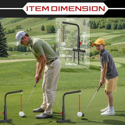 Golf Swing Trainer - Durable Iron Practice Golf Swing Training Aid - Golf Accessories for Kids & Youth with Replacement Ball Included & Height Adjustment Golf Accessories for Gift