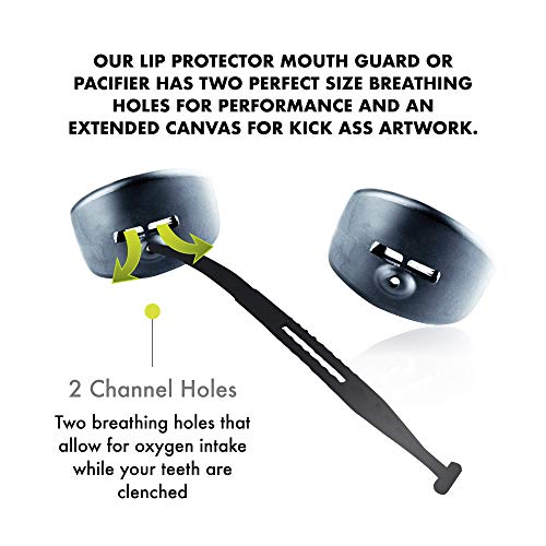 DAMAGE CONTROL Pacifier Mouthpiece – Football Mouthguard with Helmet Strap, Protects Teeth, Jaw & Mouth – Mouth Piece for Sports, No Boiling, Allows Airflow – Gear for Adults & Youth (Black) - color: Black