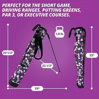 Taboo Fashion Sunday Golf Bags for Women - Lightweight Golf Range Bag with Self Flexing Stand and Shoulder Strap for Driving Range, Par 3 or Executive Course - color: Poppin' Bottles