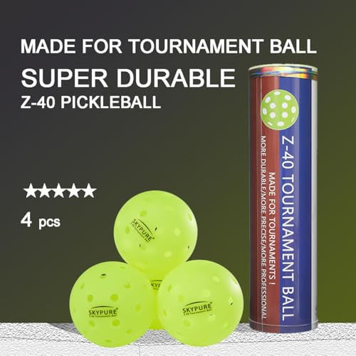 Z-40 Tournament Pickleball Ball, One-Pice molding，High-Visibility Bright Green, 40 Hole Textured Surface for Consistent Bounce, for All Skill Levels - style: 4 Count Tournament balls Yellow
