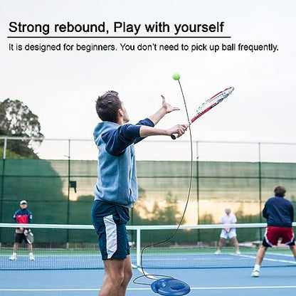 Q&F Tech Tennis Ball with String/Tennis Training Rebound Ball, Tennis Ball of Portable Tennis Equipment for Self-Practice, Solo Tennis Training Replaced Ball with Elastic Black Rope - color: Yellow